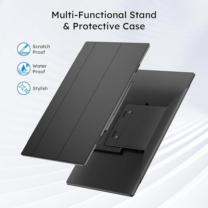 Portable Monitor with Carry Case 15.6 FHD 1080P IPS Travel Monitor for Laptop Foldable Stand Included USB-C Screen Extender for Laptop Mac PC Phone Xbox PS4/5 Switch
