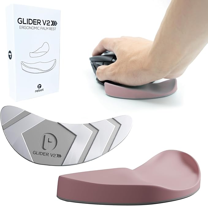 Glider V3 2025 Ergonomic Mouse Wrist Rest Pink Sliding Palm Support for Women Wrist Pad for Carpal Tunnel Comfort Cute Cozy Desk Accessory for Home Office Work Study and Daily Computer Use