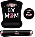 Ergonomic Mouse Pad with Gel Wrist Rest SupportCute Dog Mom Floral and Black MousePads Desktop DecorationSuitable for Office Typing Games Mousepad Soft Keyboard Wrist Rest to Relieve Wrist Fatigue