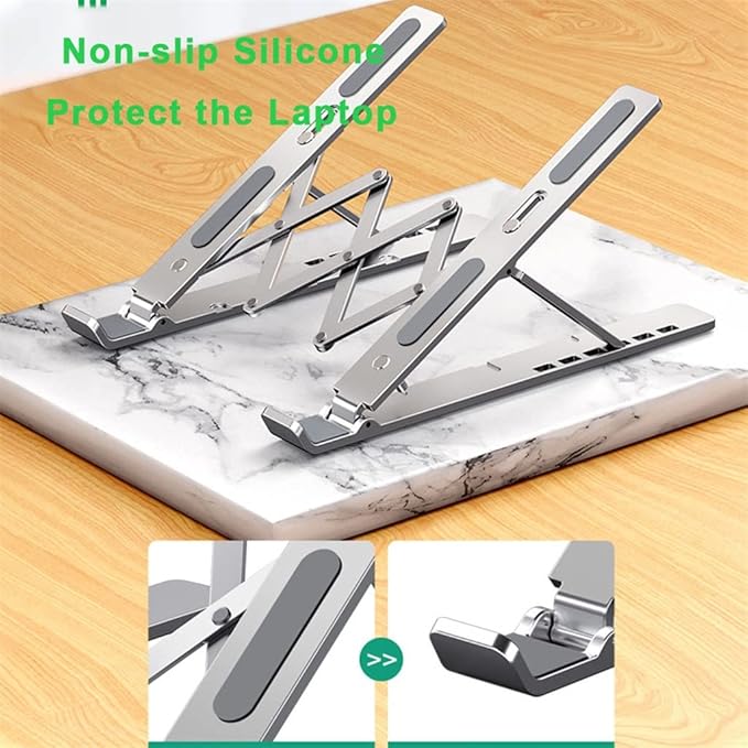 Portable Laptop Cooling Stand 11 to 17.3 Inch Aluminum Alloy Height Adjustable Riser Office Computer Radiator