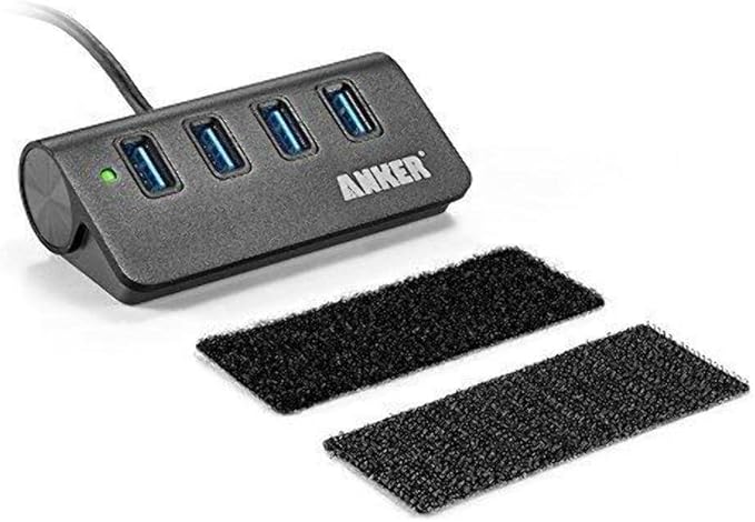 Anker 4-Port USB A hub Unibody Aluminum Portable Data Hub with 2ft USB 3.0 CableUSB Splitter for MacBook Mac Pro/mini iMac XPS Surface Pro Notebook PC Mobile HDD and More