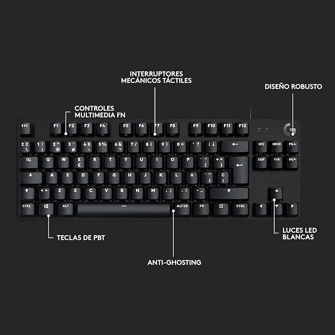 Logitech G413 TKL SE Mechanical Gaming Keyboard - Compact Backlit Keyboard with Tactile Mechanical Switches Anti-Ghosting Compatible with Windows macOS - Black Aluminum (Renewed)