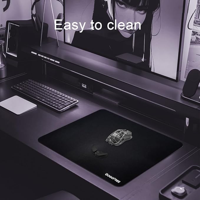 Glass Gaming Mouse Pad Professional Esport Tempered Glass Mouse Pad Ultra-Smooth Micro-Etched Surface for Top Speed and ControlHard Mousepad Black (15.7'' x 11.8'')