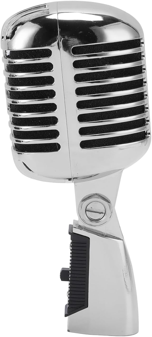 Dynamic Microphone Cardioid Pickup Pattern Zinc Alloy Construction with Shock Mount Structure for Stage Performance and Studio Recording (Silver)