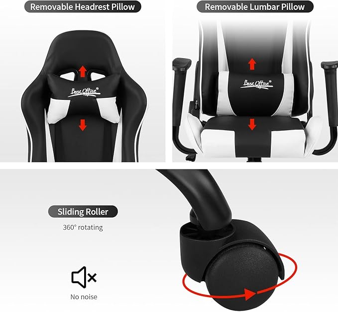 Silla Gamer Chair - Adults &amp Kids PC Gaming Recliner with Headrest &amp Lumbar Support