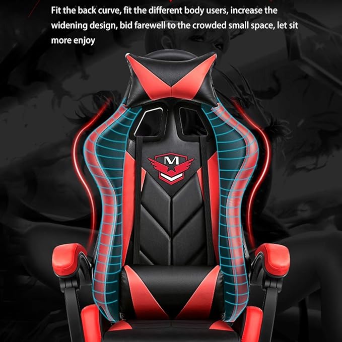 Swivel Chair Gaming Chair Ergonomics Liftable with Footrest Office Chair Massage Lumbar Support Racing Chair for Student Dormitory OfficeBlue