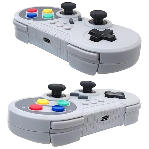 Homesweet Classic Design Wireless Gamepad for Switch Console and for Windows Retro Inspired with Motion Controls Vibration Feedback Turbo Wakeup - Gray