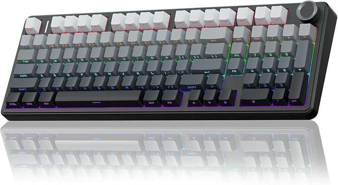 AULA F99 Pro Wireless Mechanical Keyboard with KnobGasket StructureTri-Mode BT5.0/USB-C/2.4GHz Hot Swappable KeyboardCreamy SoundRGB Backlit PBT Keycaps Computer Gaming Keyboards