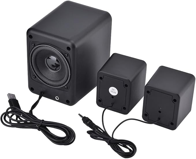 Zerone Computer Speakers Wired Subwoofer Combination Speaker - 3D Stereo Bass Speaker Fits for Computer Laptop TV and Other Audio Devices with USB(Black)