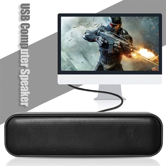 USB Computer Speakers Desktop Speaker USB Powered Mini Wired Soundbar for PC or Laptop