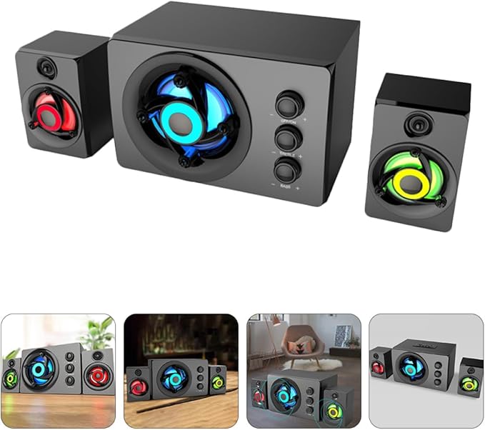 Wooden 2.1 Multimedia Stereo Soundbox with Subwoofer USB Powered Speaker for Desktop and Laptop Computer Audio Accessories