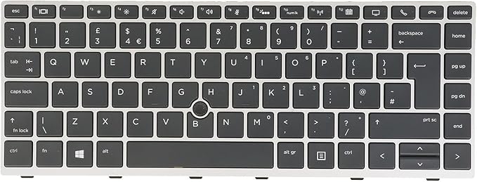 Laptop Replacement Keyboard for HP ZBook 14u G5 G6 Elitebook 840 G5/G6 846 G5/G6 745 G5 /G6 L11307-031 L14377-031 Backlit (UK GB Layout Silver Frame)