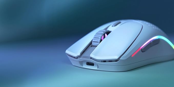 Glorious Gaming Model O 2 Wireless Gaming Mouse - Hybrid 2.4GHz &amp Bluetooth Wireless 68g Superlight Long Battery Life 26k BAMF 2.0 Sensor RGB Ambidextrous 6 Buttons PTFE Feet - White