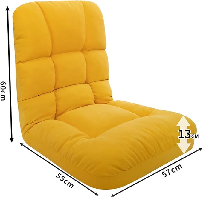 Floor Chair Gaming Floor Seat for Living Room Adjustable Backrest with Cotton Linen Cover for Balcony Reading Bedroom Study Room(Blue)