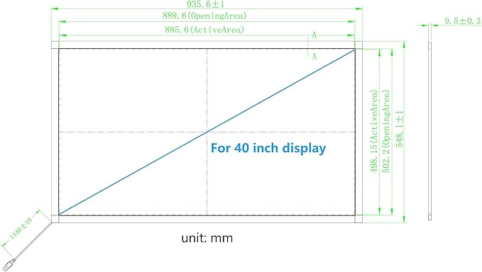 40 Inch 10 Points Interactive Infrared IR Touch Screen Overlay Frame Free Driver Design for Touch TV Touch Monitor Interactive White Board Touch Kiosks and Digital Signage