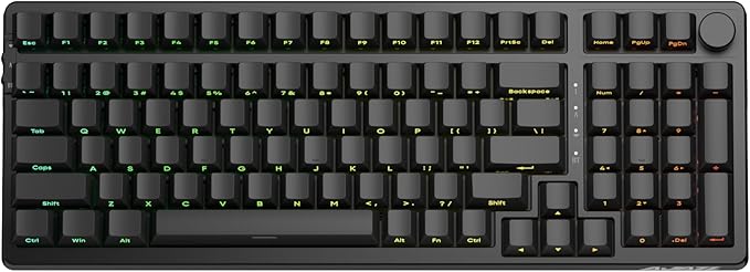 FIRSTBLOOD ONLY GAME. AK992 Hot-Swappable 2.4G Wireless/Bluetooth 5.0/USB Wired Triple Mode Mechanical Keyboard 98 Keys Full Layout RGB Backlit Brown Switches Black Side Carving PBT Keycaps