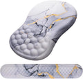 Mouse Pad Wrist Support Laokiiy 2 in1 Keyboard Wrist Rest+ Ergonomic Mouse Pad Non-Slip Wrist Rest for Computer Keyboard Made Easy Typing &amp Relieve Wrist Pain(White Gold Gray Marble)
