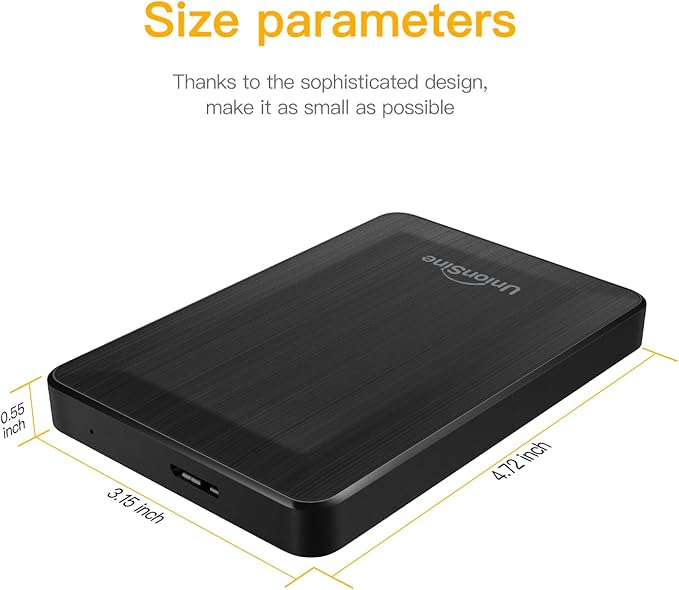 UnionSine 2.5 Portable External Hard Drive 1TB USB 3.0 Type-C HDD Storage Compatible for PS4 Xbox PC Mac TV Desktop Laptop(Black) HD3513