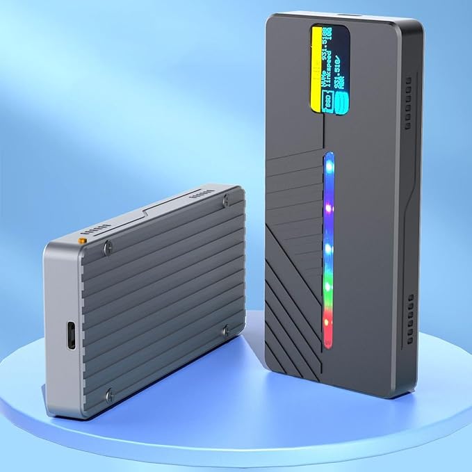 Smart Display Screen M.2 Solid State Drive Case 10GB Protocol NVMe/Data Aluminum Alloy Housing(Color:D)