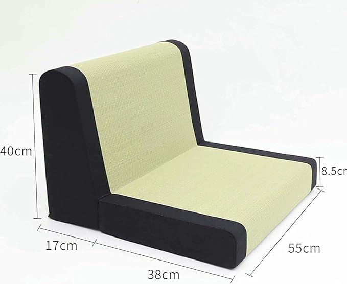 ELEFOCUS Foldable Japanese Style Tatami Chair with Backrest Lightweight Grass Chair for Meditation Lounge Reading Gaming(Curry)