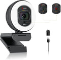 Angetube 4K Webcam with Light for PC: UHD 4K TOF Auto Focus Dual AI Noise-Cancelling Mics 1080p@60FPS USB Streaming Webcam w/Privacy Cover for Laptop/Mac/Desktop/PC Work w/Zoom/Teams/Google Meet