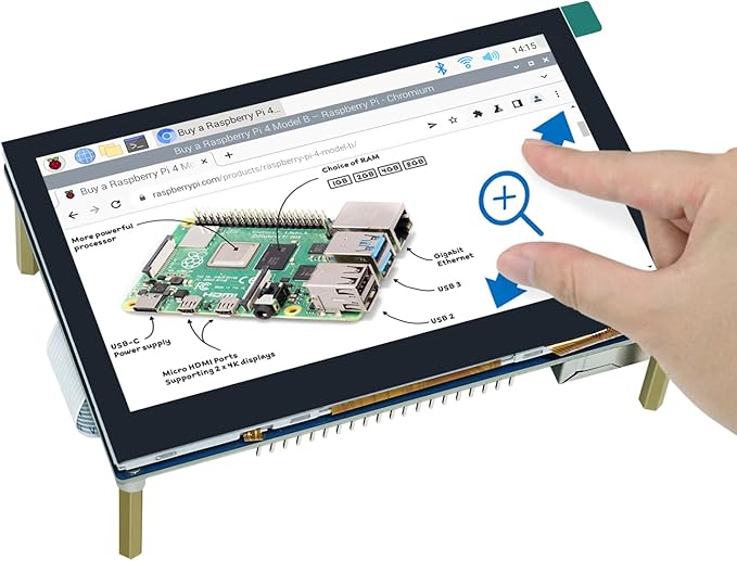 FREENOVE 4.3 Inch Touchscreen Monitor for Raspberry Pi 5 4 B 3 B+ A+ 800x480 Pixel IPS Display 5-Point Touch Capacitive Screen Driver-Free MIPI DSI Port