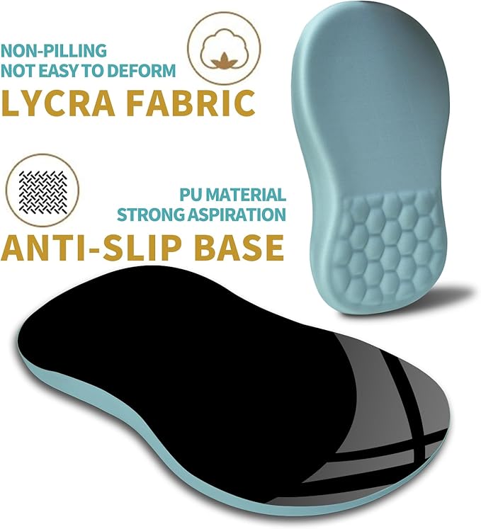 Hokafenle Ergonomic Mouse Pad Wrist Support with Massage Design Wrist Rest Pain Relief Mousepad with Memory Foam&ampNon-Slip PU Base Mouse Pads for Wireless Mouse &amp Desk (12x8 inchLight Blue)