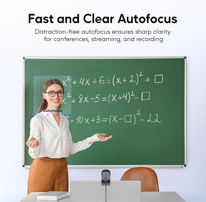 4K Webcam for PC and Laptop - Ultra 4K HD Autofocus Dual Noise-Cancelling Mics Privacy Cover USB Plug &amp Play Wide-Angle Streaming Camera for Zoom Teams Online Classes and Gaming