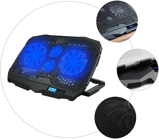 jojofuny Silent Laptop Cooler Stand with Speed Fans Cooling Rack for Notebooks Stable Shake Laptop Riser for Gaming and Office Use