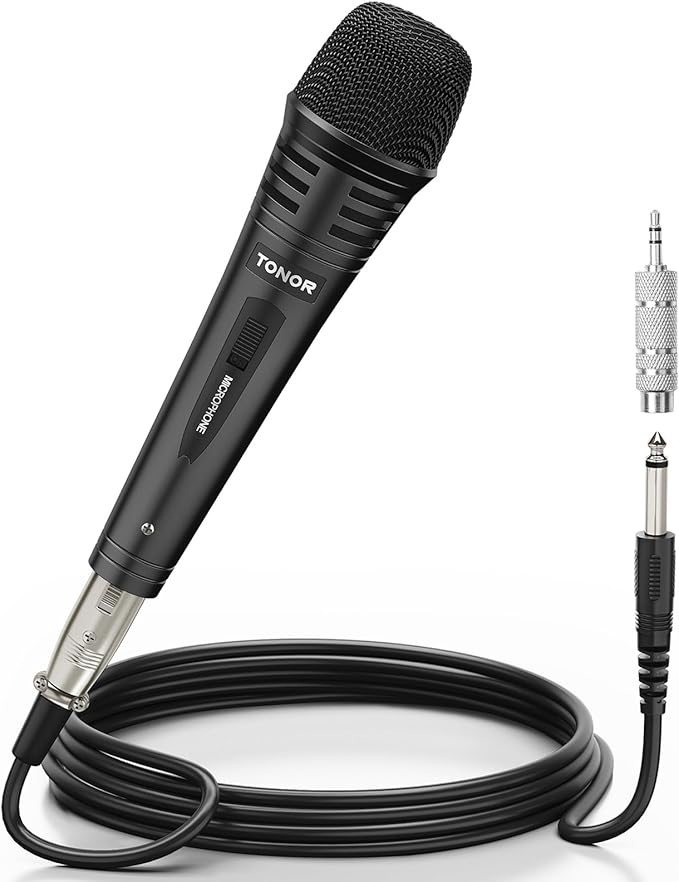TONOR K1 Vocal Microphone for Singing Dynamic Handheld Wired Karaoke Mic Microfono with 5M XLR to 1/4 Cable Compatible with Amp Mixer Suitable for Speech Karaoke and Outdoor Activities