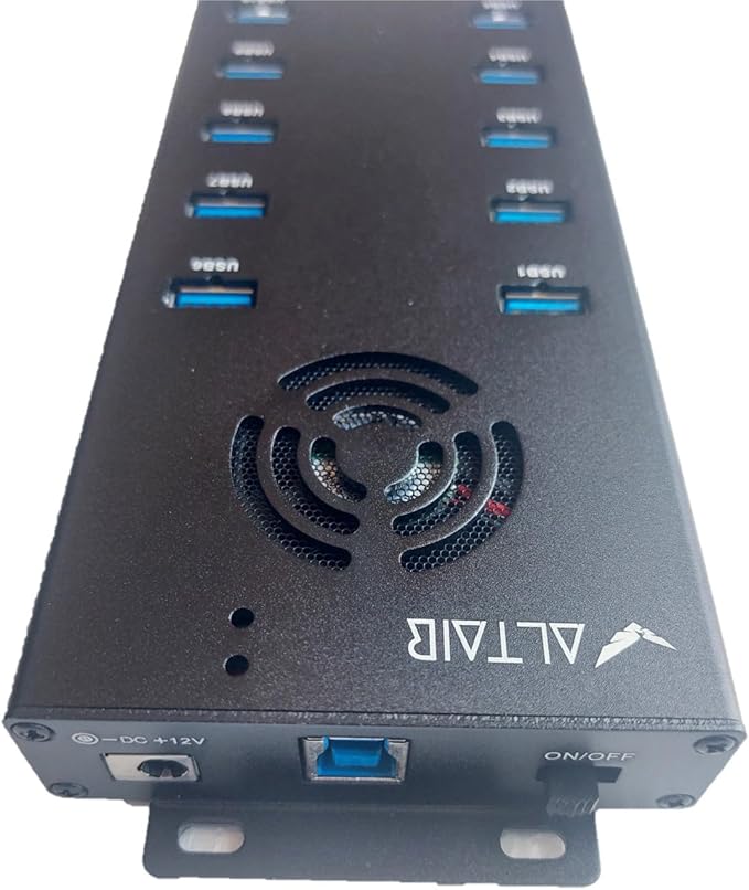Altairtech.io 10-Port Powered USB 3.0 Hub with 12V 10A Power Adapter Multi Port Expander Fast Data Transfer USB Data Hub Splitter for Laptop PC Mobile Mobile HDD Flash Drives Miners