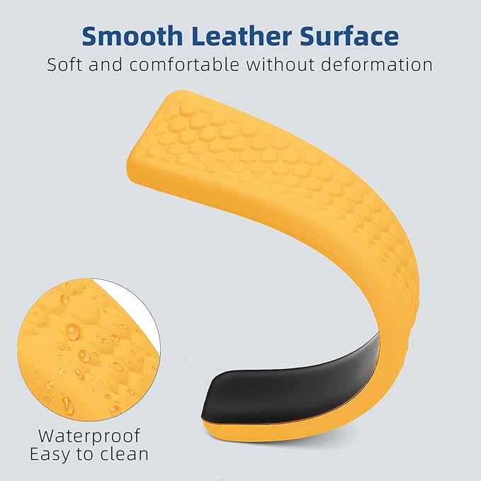 Leather Wrist Rest for Keyboard and Mouse Comfort Memory Foam Wrist Rest with Non-Slip PU Base Ergonomic Keyboard Wrist Support for Typing Pain Relief Protect Hand and Arm (Yellow)
