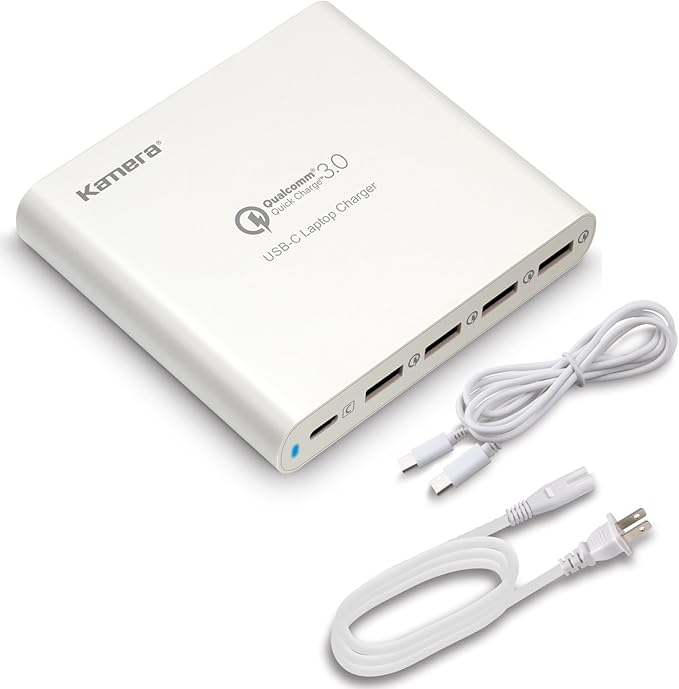KAMERA USB C Laptop AC Charger 80W 5-Port Type-C Power Adapter for Apple MacBook Pro 2015/2016 HP Spectre Chromebook Plus 4 QC3.0 USB Ports for Galaxy iPhone iPad and More - KA4U1PD