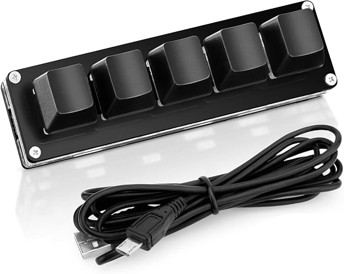 Ecarke Upgrade Black 5 Keys Mini Macro Mechanical Keyboard Gaming Keypad Hot Swap Game Keyboards USB Data Cable for Windows Mac OSU HID Standard Keyboard Cherry Shaft &amp RGB LED
