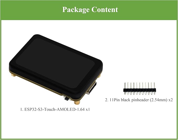 ESP32-S3 1.64inch AMOLED Touch Display Development Board 280x456 QSPI Interface Onboard Accelerometer and Gyroscope Sensor and Other Interfaces ESP32 with Display