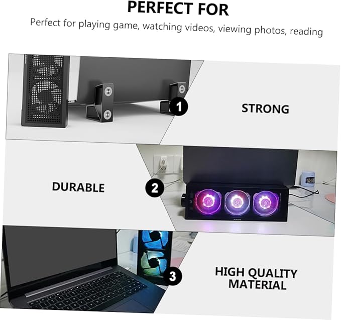 Angoily RGB Laptop Cooling Pad with Height Ergonomic Notebook Stand for Gaming and Work Quiet Fans Durable Design Reduces Neck and Eye Strain