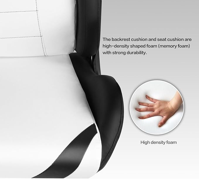 Modern-Depo Ergonomic Gaming Chairs for Adults with High-Density Memory Foam | Swivel Comfortable Office Chair Big and Tall Video Game Chair High Back Computer Chair for Home Office White Black
