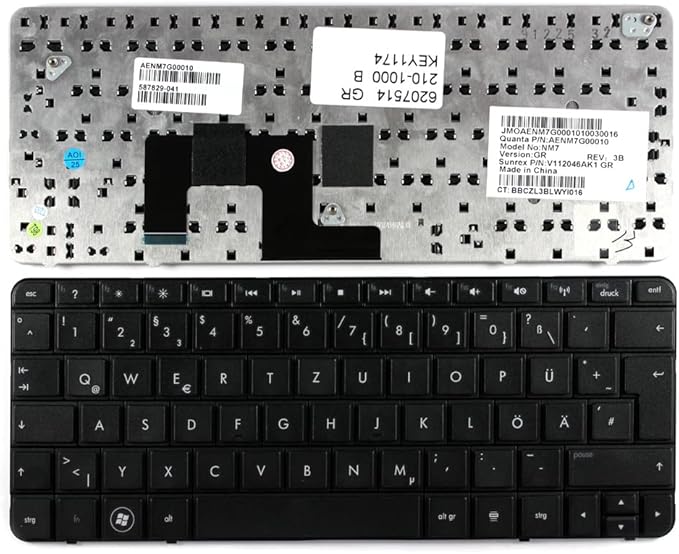 Power4Laptops German Layout Black Replacement Laptop Keyboard Compatible with HP Mini 210-1064TU
