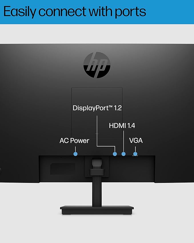 HP M27ha FHD Monitor - Full HD Monitor (1920 x 1080p) - IPS Panel and Built-in Audio - VESA Compatible 27-inch Monitor for Comfortable Viewing with Height and Pivot Adjustment - (22H94AA#ABA)