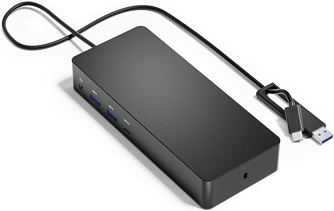 D6000 Universal Docking Station Up to Triple 4K or Single 5K Display by USB-C Compatibility with Windows and MacOS