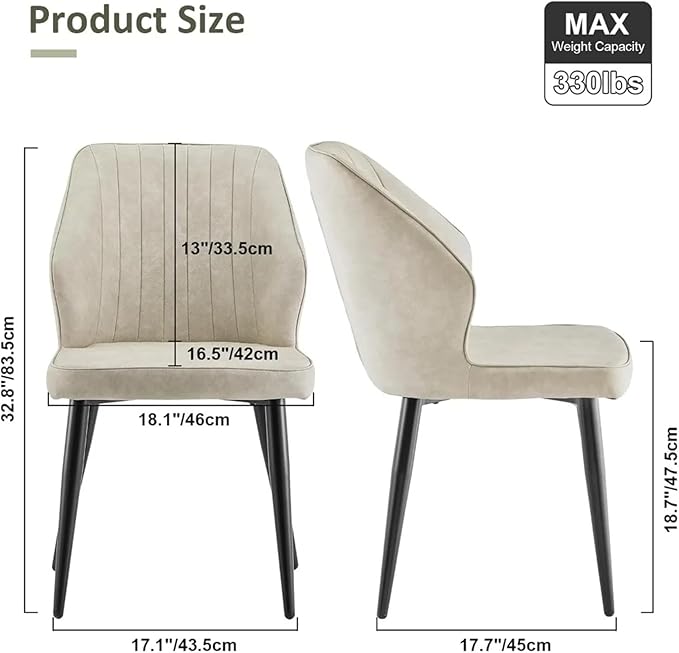 Adjustable Office Computer Chair with Armrest 1pcs Leather Upholstered Kitchen Dining Chairs with Curved Backrest and Metal Legs(Light Grey)