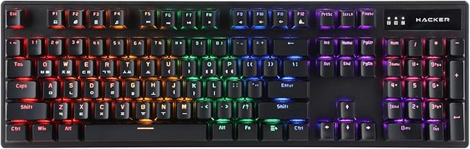 Abko Hacker K560 Moving Led Hotswap Gaming Mechanical Keyboard Rainbow Moving Led Viki Type Quick Swap Dual Injection [Korean-English Layout] (Brown Switch)