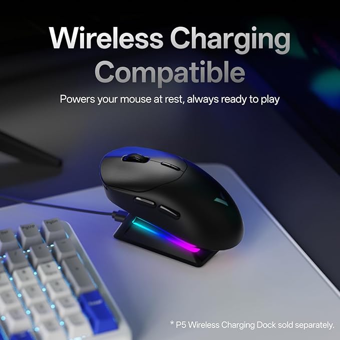 Rapoo VT2 Wireless Gaming Mouse True 8K Wireless Polling Rate 53g Lightweight Up to 750 Hr Battery Nordic nRF54L15 MCU 100-Million Mechanical Switch 10 Programmable Buttons Macro Enabled