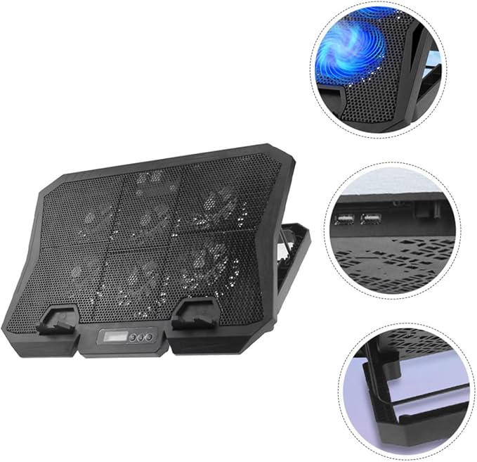 Laptop Cooling Stand 15.6 Inch Quiet Fan Cooler with Adjustable Speed and Blue LED for Laptops PC Cooling Pad Suitable for Home and Office Use