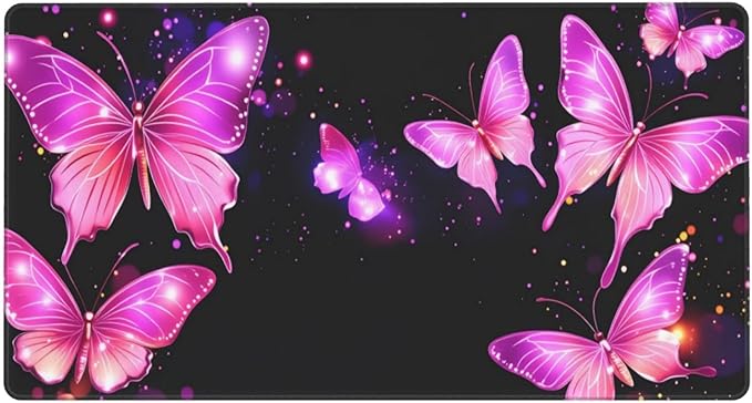 Purple Butterfly Desk Cover MatExtended Large Mouse PadComputer Laptop Mat Desk Decor for Office Game Home 30x16 Inch