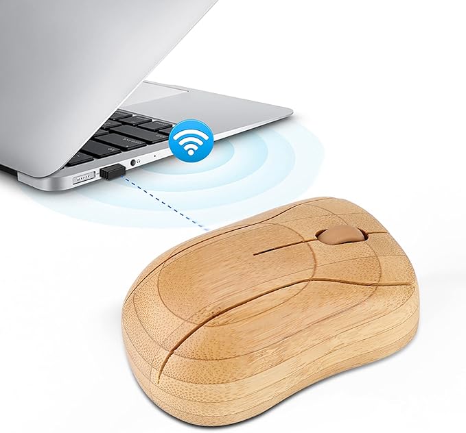 Restokki 2.4GHz Bamboo Optical Mouse PC Laptop Computer Wooden Wood