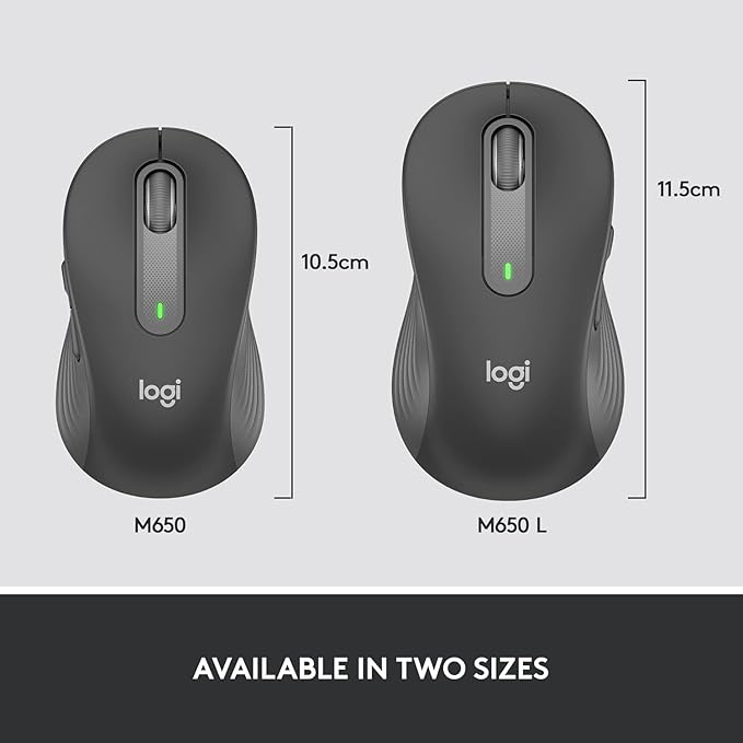 Logitech Signature M650 for Business Wireless Mouse for Small to Medium Sized Hands Logi Bolt Bluetooth SmartWheel - Graphite