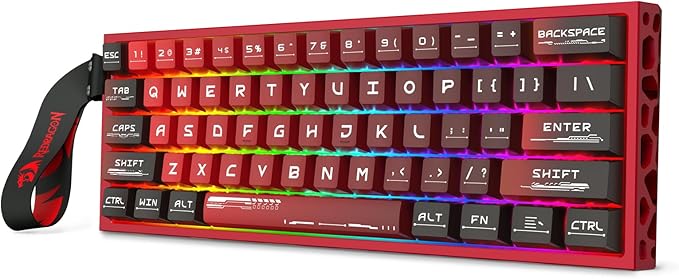 Redragon K753 HE Rapid Trigger Gaming Keyboard 60% 61 Keys Wired Mechanical Keyboard w/Hype-Red Hollowed-Out Aluminum Base Next-Gen UltraMag 100% POM Silky Rappid Trigger Magnetic Switch