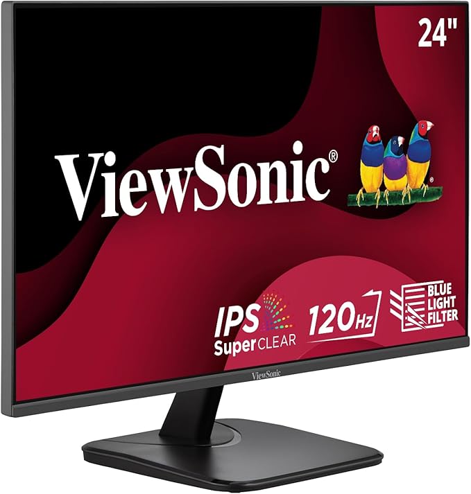 ViewSonic VA2456A-MHD 24 Inch IPS 1080p Monitor with 120Hz Eye Care HDMI DisplayPort and VGA Inputs for Home and Office