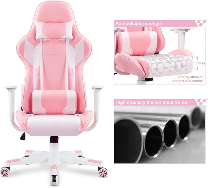 WANYE Gaming Chair Adult Gaming Chair Cheap Gaming Chair Ergonomic Gaming Chair Reclining Office Chair Pink